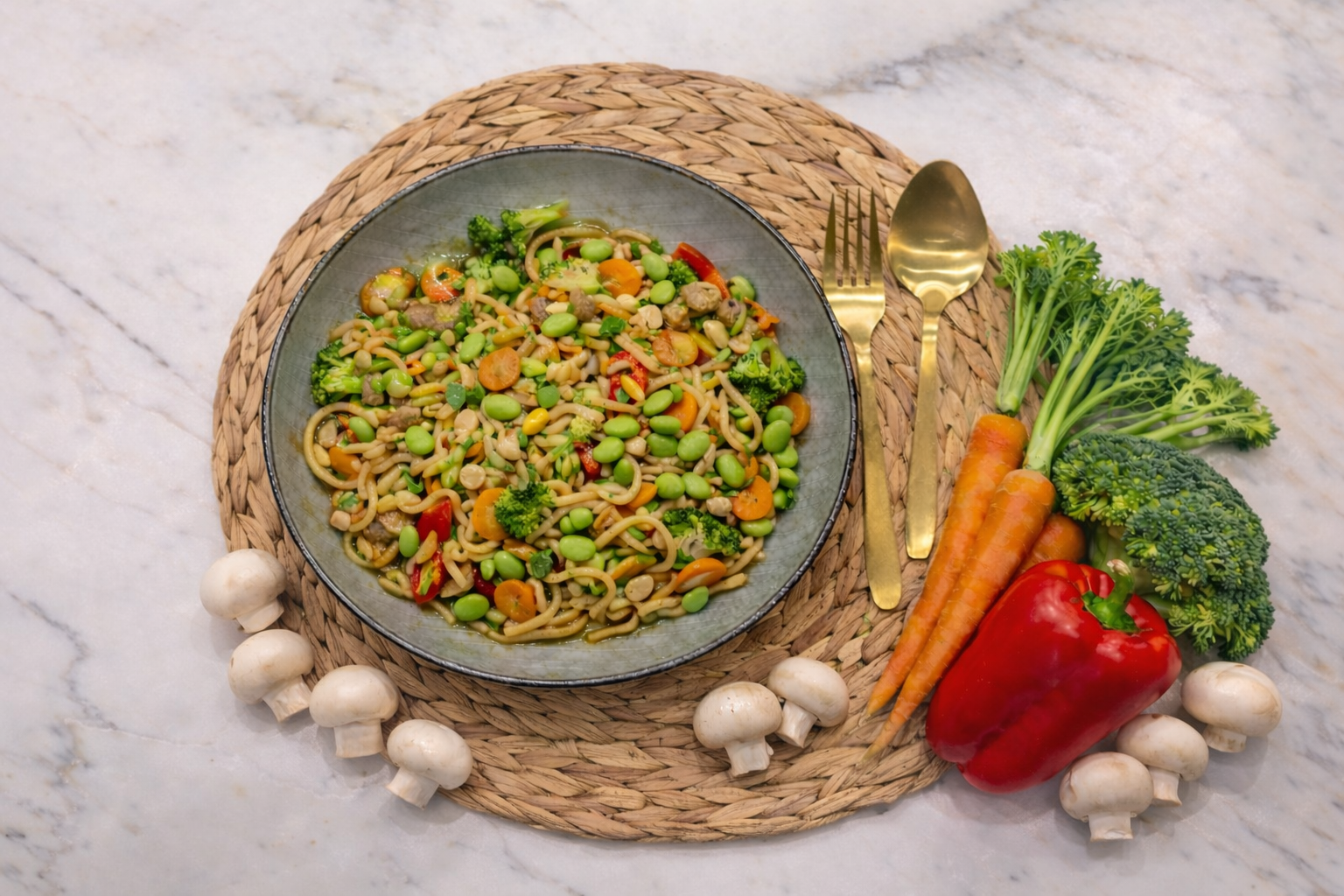 Sticky Veggie Noodle Bowl